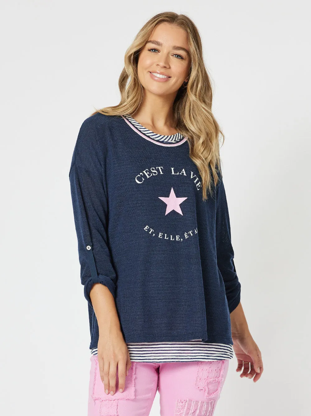 C'est La Vie 2 In 1 Top - Navy